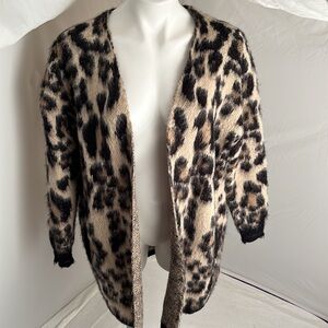 Soaked in Luxury oversized Olive Cardigan in multicolor leopard print XS
